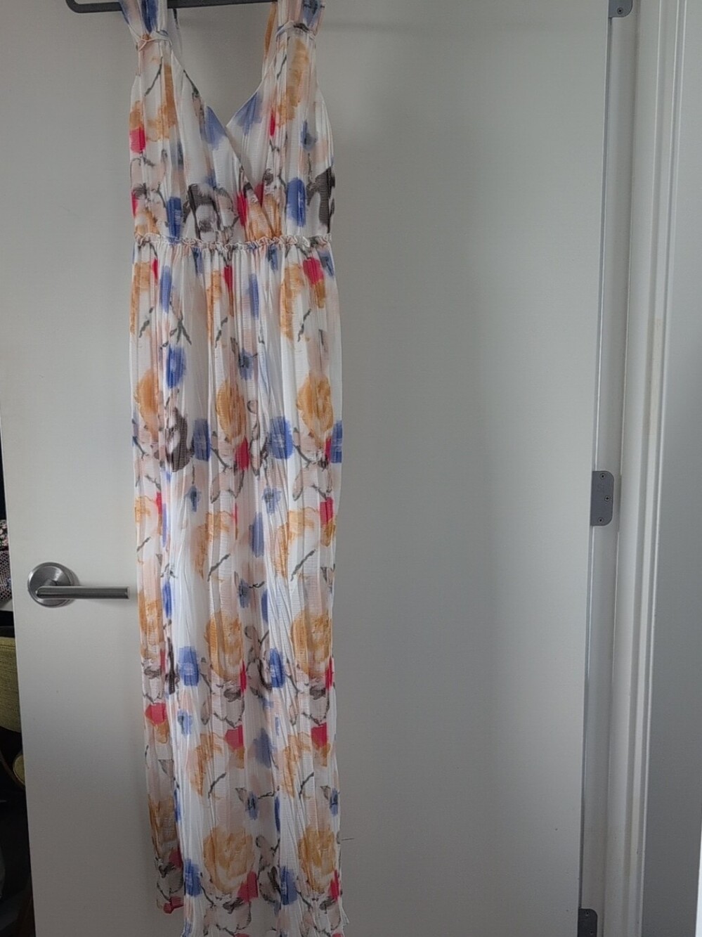 Reiss White Maxi Dress with Yellow, Blue and Pink Floral Print